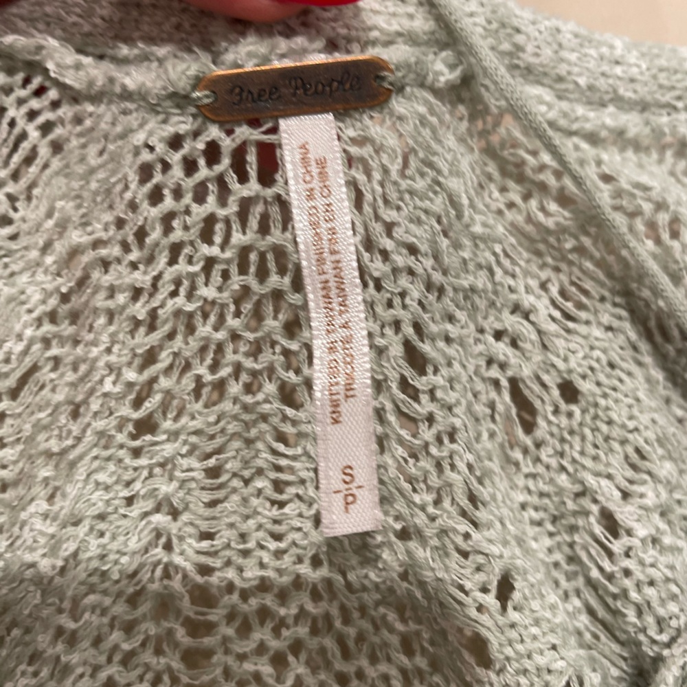 Free People Pretty in Pointelle Sweater Color: Blue | Size: S - Picture 5 of 6